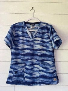 Carhartt Force Modern Fit Scrubs Top Gr. Medium Kurzarm V-Ausschnitt Blau Camouflage - Bild 1 von 7