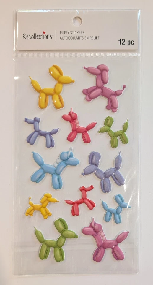 Puffy Balloon Animals Birthday Party Scrapbooking Stickers by Recollections  - Image 1 of 1