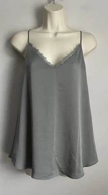 Nuevo Top Express Para Mujer Gris Ajustable Correa de Espagueti Forrado Camisola Encaje L Foto 1 de 4