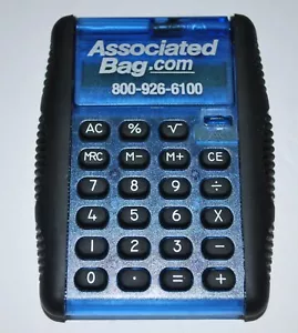 ASSOCIATED BAG PROMO PROMOTIONAL DESKTOP CALCULATOR - DISPLAY COVER FLIPS OPEN - Picture 1 of 3