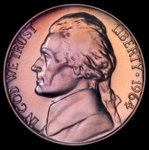1964 5C Proof Jefferson Nickel NGC PF67 Rainbow Toned GEM - Picture 1 of 5