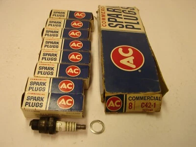 Box of 8 AC GM C42-1 / 5612140 Spark Plugs - Made In USA - NOS! - Image 1 of 4