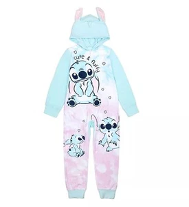 Disney's Lilo and Stitch Cute and Fluffy Girl's Hooded Fleece Pajama Sleeper - Picture 1 of 15