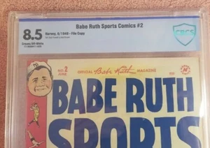 1949 BABE RUTH SPORTS COMICS # 2 CGC 8.5 CREAM/OFF WHITE PAGES RARE HIGH GRADE ! - Picture 1 of 5