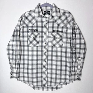Camisa Wrangler Jack Daniels Para Hombres M Gris Cuadros Bordada Bar Whisky Perla A Presión - Imagen 1 de 14