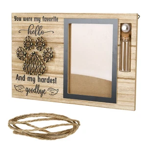 Pet Memorial Picture Frame Glass Bottle Ashes Hair Keepsake Engraved Wooden Kit - Picture 1 of 13