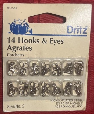 Ganchos y ojos Dritz paquete de acero niquelado de 14 corchetes Agrafes totalmente nuevos Foto 1 de 4