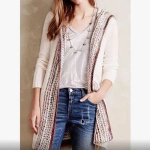 Angel of the North Anthropologie Ombre Knit Hooded Open Front Cardigan Merino - Picture 1 of 5