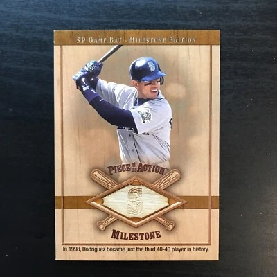 2001 SP Piece of the Action ALEX RODRIGUEZ Game Used Bat Piece 3rd To 40-40 Mem - Image 1 of 3