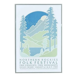 Vintage 1980 Northern Rockies Folk Music Festival Idaho Framed Poster - Picture 1 of 10