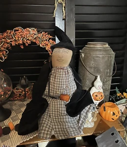 Muñeca Beth Grubby Primitiva Angustiada Halloween Bruja Tobón Pradera Trapo GP - Imagen 1 de 24