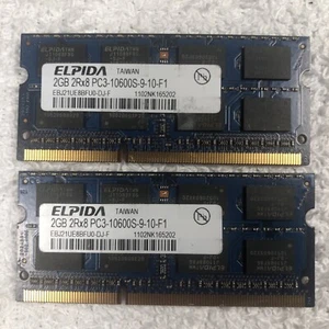 Elpida 4Gb (2x2Gb) PC3-10600 DDR3-1333MHz CL9 SoDimm Memory EBJ21UE8BFU0-DJ-F - Picture 1 of 2