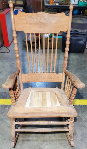 Antique Wooden Hardwood Sturdy Rocking Chair for Restoration Cover