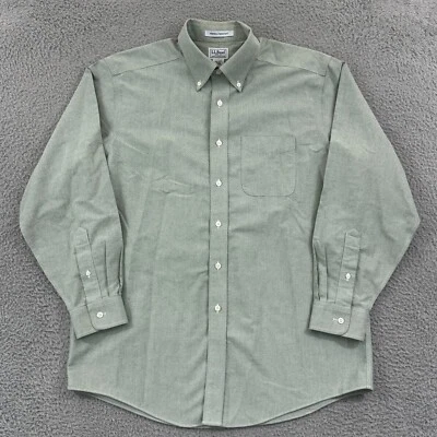 Camisa LL Bean Para Hombres Grande Verde Resistente a Arrugas Manga Larga Vestido Preppy Botón Foto 1 de 4