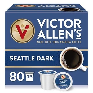 Victor Allens Coffee Seattle Dark Dark Roast 80 Ct Single Serve Coffee Pods - Picture 1 of 9