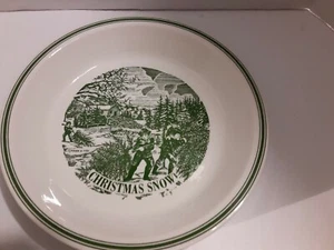 Vintage Currier und Ives grün "Weihnachten Schnee" Replik Sammler 10" Tortenplatte - Bild 1 von 11