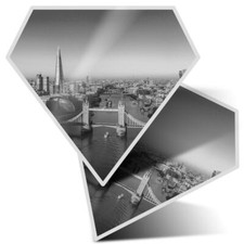 2 x Diamond Stickers 10 cm BW - River Thames London Tower Bridge  #43144