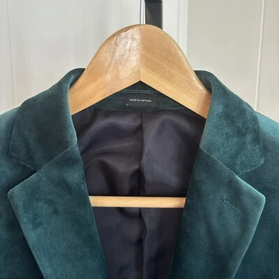 Nuevo con etiquetas Abrigo Deportivo J Ferrar Edición Noche Calce Ajustado Terciopelo Verde Para Hombres 36R *NOTA Foto 1 de 4