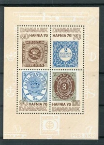 STAMP ON STAMP - DENMARK 1975 HAFNIA '76 II Issue block - Imagen 1 de 1