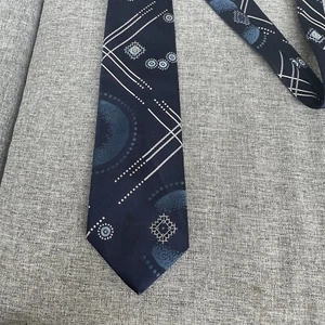 Corbata vintage azul retro geométrica para hombre poliéster mediados de siglo atómica - Imagen 1 de 5