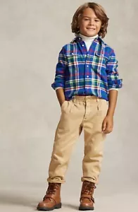 Polo Ralph Lauren Pants Youth Boys Cotton Chino Drawstring Pant Khaki Size 3 NWT - Picture 1 of 11