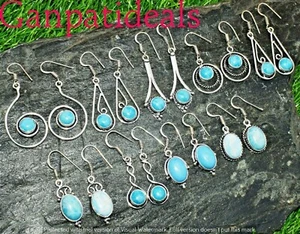 Sale 50pcs Created Larimar Gemstone Mix Shape Earring 925 Silver Plated Jewelry - Picture 1 of 2