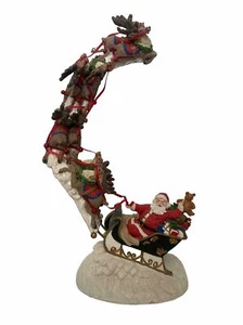 Vintage Jaimy Christmas Santa Sleigh + Flying Reindeer 17" Sculpture Decor RARE - Picture 1 of 17