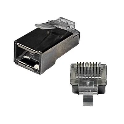 Conector blindado enchufe modular de paso CAT5e/CAT6 RJ45 8P8C, 100 un. Foto 1 de 4