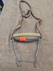 Surgical Steel Sliester Bit USA Braided Rawhide Nose Mechanical Hackamore - Picture 1 of 19