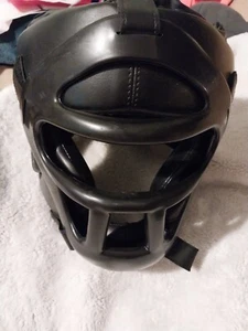 RevGear Black Leather Headgear With Removable  Face Cage-Size L - Picture 1 of 4