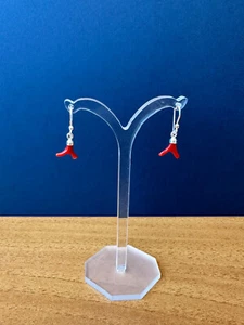 Orecchini rametto di corallo rosso del mediterraneo e chiusure argento 925 - Foto 1 di 18