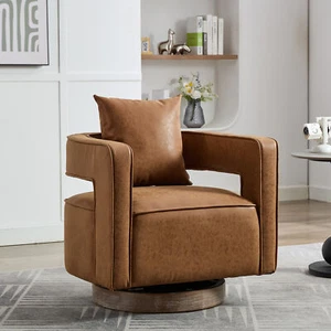 29.1"W Swivel Accent Open Back Barrel Chair Modern Comfy Sofa Chair With Weather - Picture 1 of 9