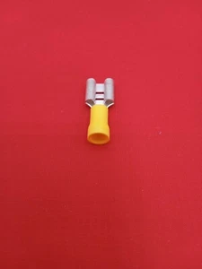 (10Pcs) Yellow Female 22-10Ga AWG VINYL 3/8" Insulated Female Spade Connector - Picture 1 of 2