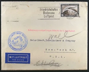 RARE: 1929 Germany Zeppelin Airmail Cover with 4M Airmail Stamp LZ127 - Picture 1 of 2