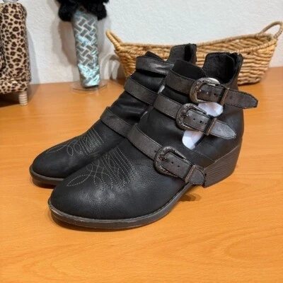 Ariat Unbridled Black Buckle Ankle Boots - Image 1 of 4