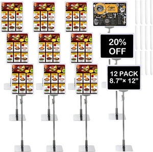 12 Pack Adjustable (17-34") Poster Sign Stand 8.7 x 12" Pedestal - Picture 1 of 7
