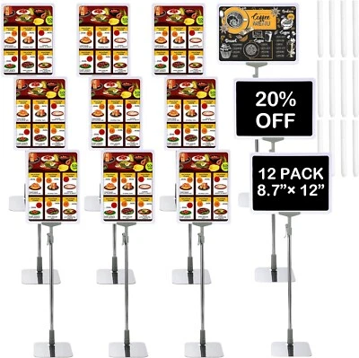 12 Pack Adjustable (17-34") Poster Sign Stand 8.7 x 12" Pedestal - Image 1 of 4