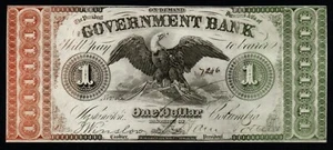BANCO DEL GOBIERNO DE $1 1862 - WASHINGTON, DC ¡BILLETE ROTO! ¡CASI PERFECTO AU+/UNC! - Imagen 1 de 2