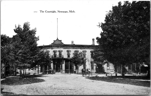 Newaygo Michigan Courthouse "The Courtright" horse & buggy vintage postcard Cover