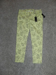 BUFFALO DAVID BITTON GENA CROPPED NEON YELLOW FLORAL SIZE 24 INSEAM 27 SEE DETAI - Picture 1 of 4