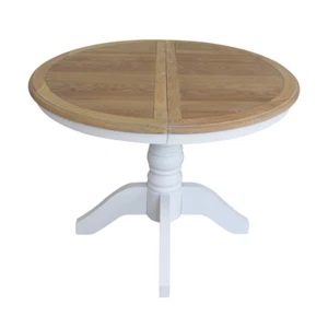 French Provincial Classic White Extendable Round Dining Table Oak Top - Picture 1 of 10