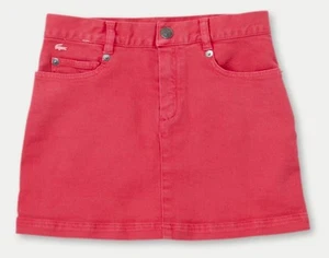 Nwt $75 Lacoste Girls Kids Stretch Cotton 5 Pocket Mini Denim Skirt *12 yo - Picture 1 of 2