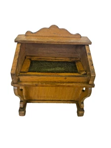 ANTIKE MINIATUR G.A. SCHWARZE PUPPENSTUBENSCHREIBTISCH AUS HOLZ MIT ORIGINAL ETIKETT - Bild 1 von 9