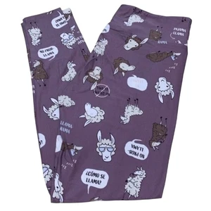 LuLaRoe Womens Leggings Size TC Purple Llama Drama Pajama Yo Rama Como Se NWT - Picture 1 of 4