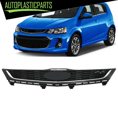 Parrilla para Chevy Sonic 2017-2020 panal delantera superior mate negra cromada Foto 1 de 4