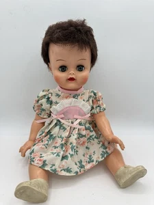 Vintage 1950er Drink Wet Baby Puppe 18" braun verwurzelte Haare Pose Schlafaugen - Bild 1 von 6