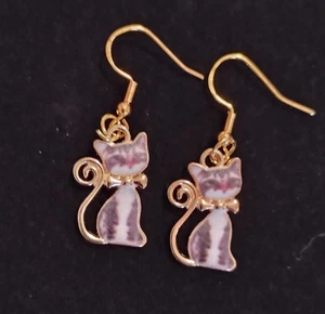 Pendientes gato gris y blanco - Imagen 1 de 2