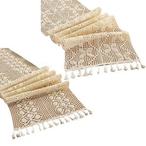Runner da tavolo boemo alla moda ornato con nappe per arredamento casa elegante - Picture 1 of 35
