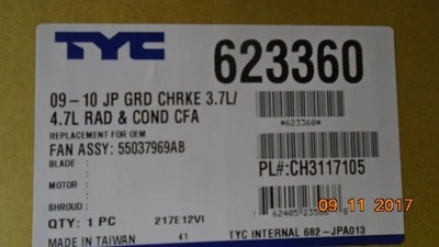 Radiator Fan Motor Fan Assembly Fits 08-10 GRAND CHEROKEE 1075433 - Image 1 of 3