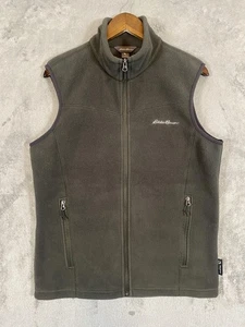 Eddie Bauer Vest Mens Small Gray Green Polartec Fleece Full Zip Pockets Outdoors - Picture 1 of 7